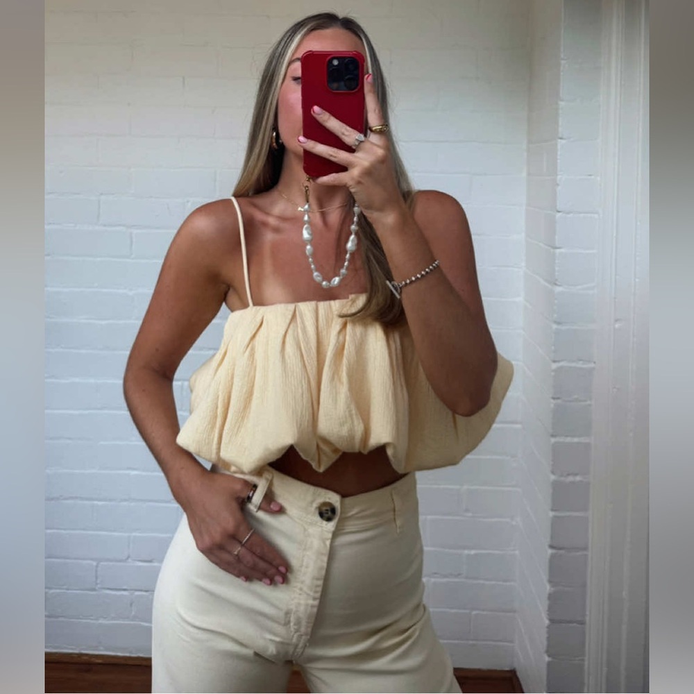 Zara Cropped Ruffled Volume Top sz.L - Picture 2 of 14